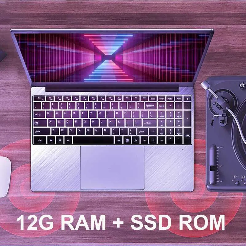 15.6 بوصة 12G RAM 128G / 256G / 512G / 1TB SSD مع 1920 * 1080 IPS شاشة بصمة التعرف على لوحة المفاتيح الخلفية