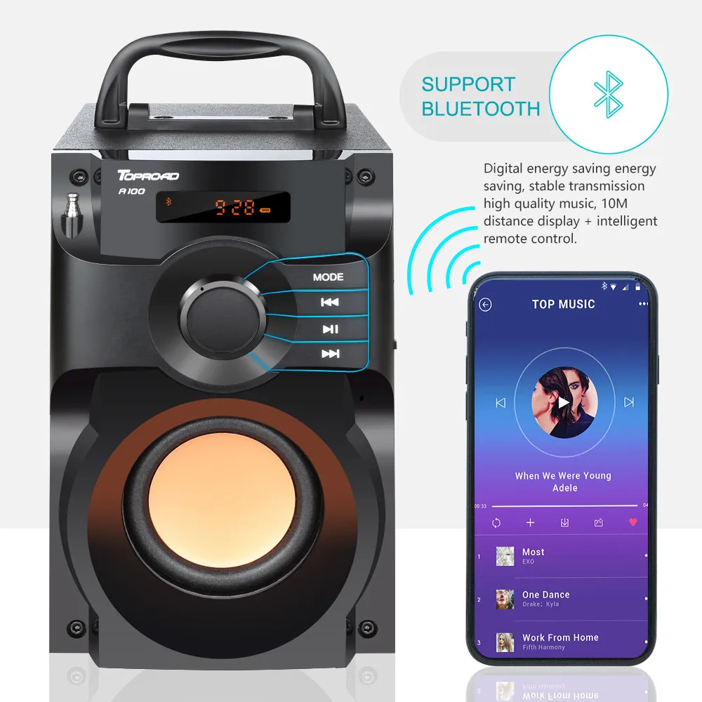Большой Мощности Bluetooth Speaker Wireless Stereo Сабвуфер Heavy Bass  Динамики Аудиоплейер Поддержка ЖК Дисплей FM Радио TF От 23 607 руб. |  DHgate
