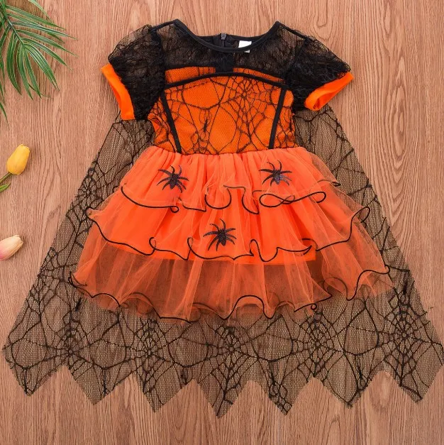 Girls Halloween Witches Fancy Dress Costume Witch Outfit Kids Cosplay Party Baby Lace Rainbow Outfit Kids Party 0-5T