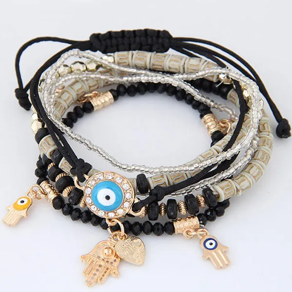 New Kabbalah Fatima Hamsa Hand Evil Eye Charms Bracelets & Bangles Multilayer Braided Handmade Beads Pulseras For Women Men