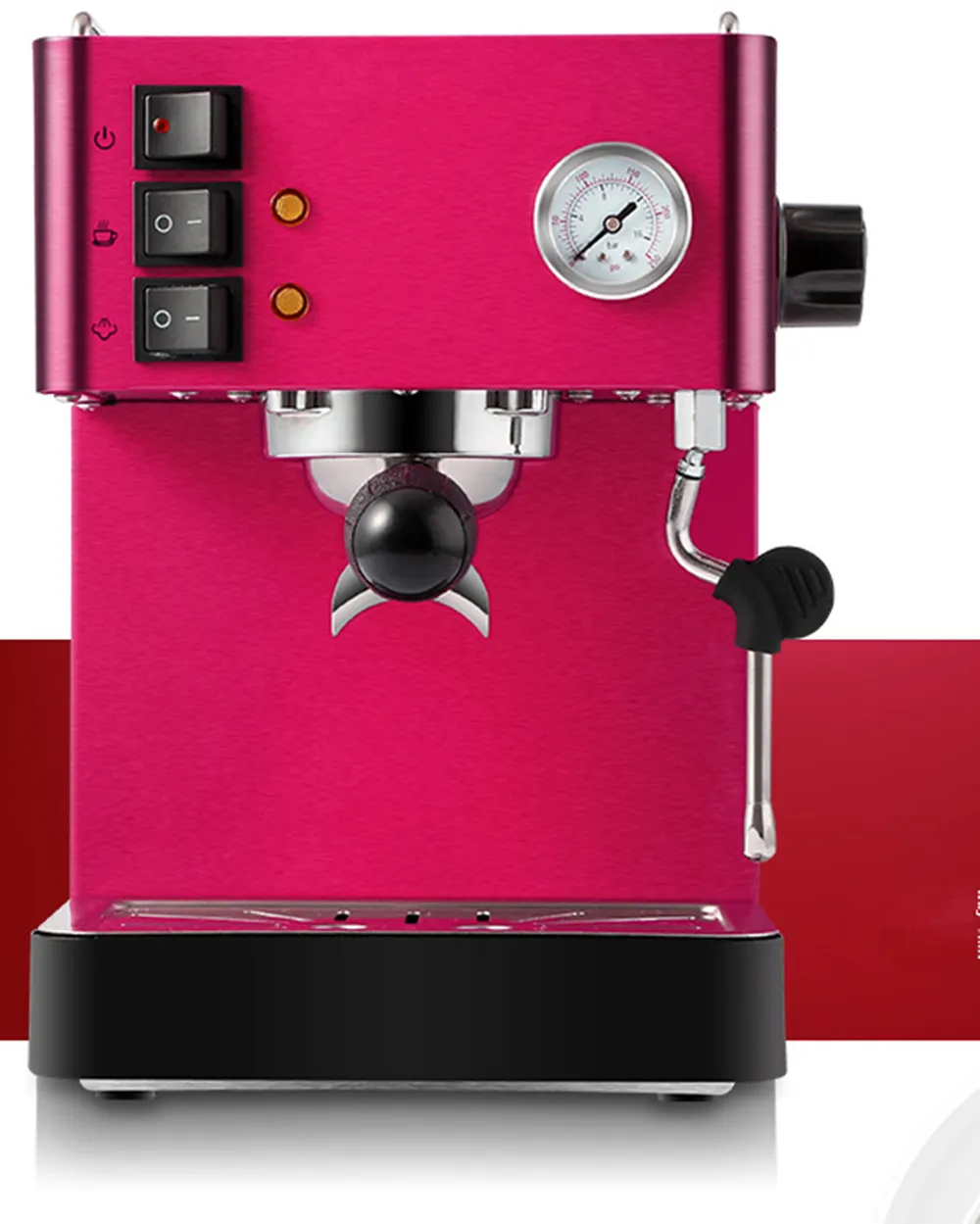 Sevimli Kırmızı Renk Termo-Blok Yüksek Kaliteli Espresso Kahve Makinesi Kazan Cappuccino Kahve Makinesi ile Basınç Göstergesi