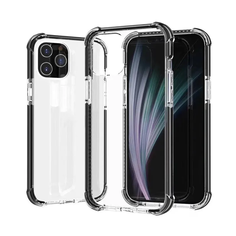 Coque transparente en TPU souple et rigide pour iPhone 14, 13 Pro Max, coque arrière en PC avec pare-chocs d'angle renforcé, compatible avec iPhone 12, 11, XR