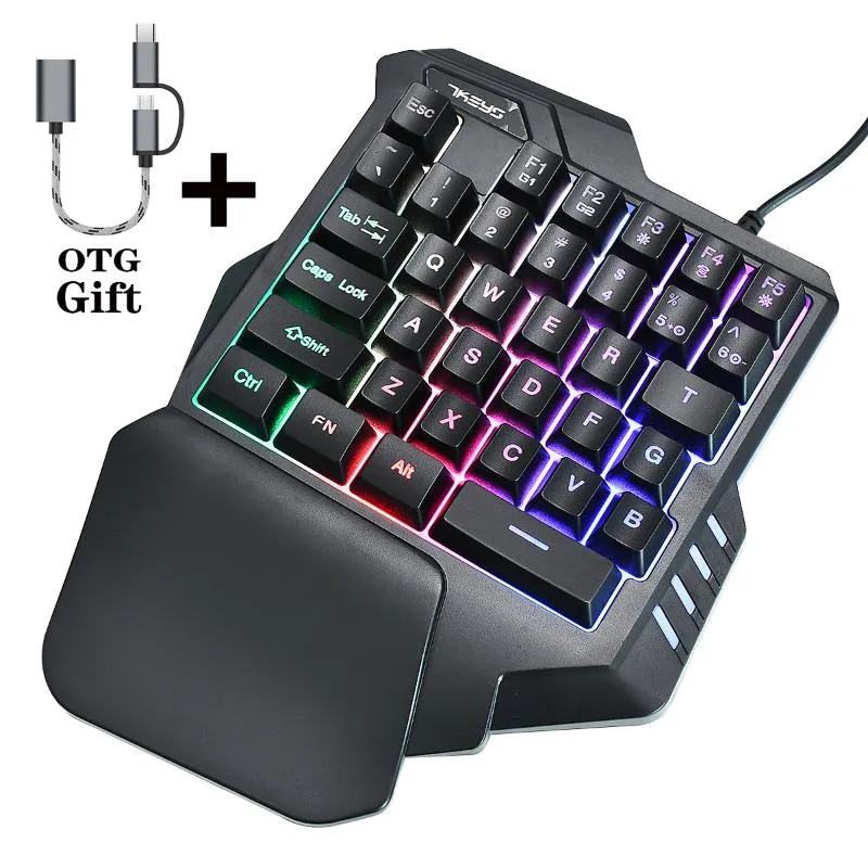 Keyboards One Handed Gaming Keyboard Mechanical RGB Back Light Portable
