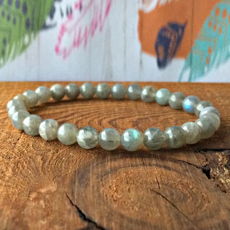 Perline, fili MG0337 Un braccialetto impilabile in grande labradorite Yoga Spirituale per le donne Creatività meravigliosa Perline