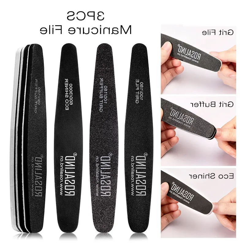 Polishing Nail File Set Nail Buffer Block Black Sponge Polishing Strip Grit File Eco Shiner Nail Files For UV Gel Polish Manicure Tool