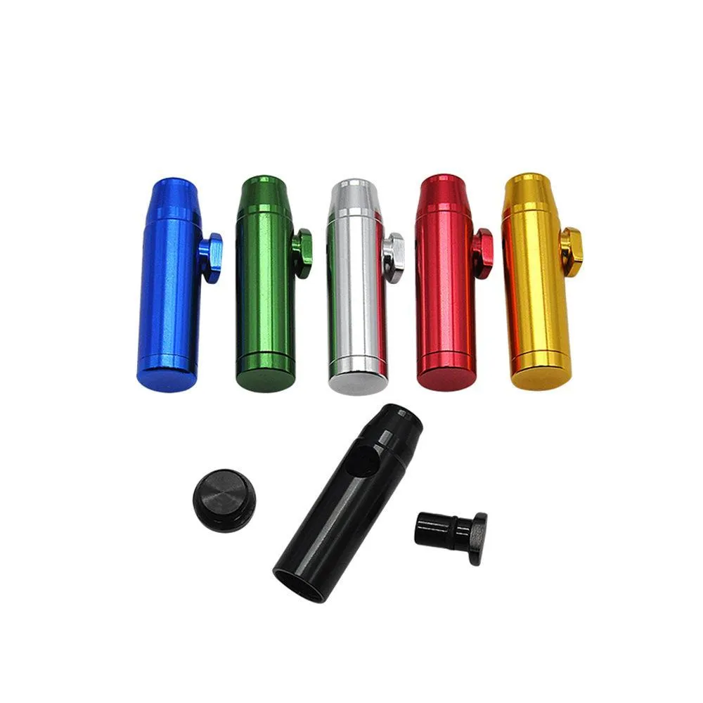 Schnupftabakpfeifen Aluminium Metall Bullet Rocket Shaped Snuff Snorter Sniff Dispenser Nasal Smoking Pipe Sniffer Glasbongs Endurable Tobacco