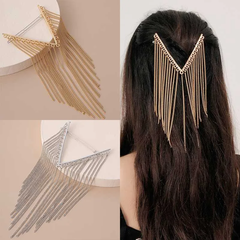 Elegant Crystal Long Tassel Chain Hairpin Barrettes for  display picture 2