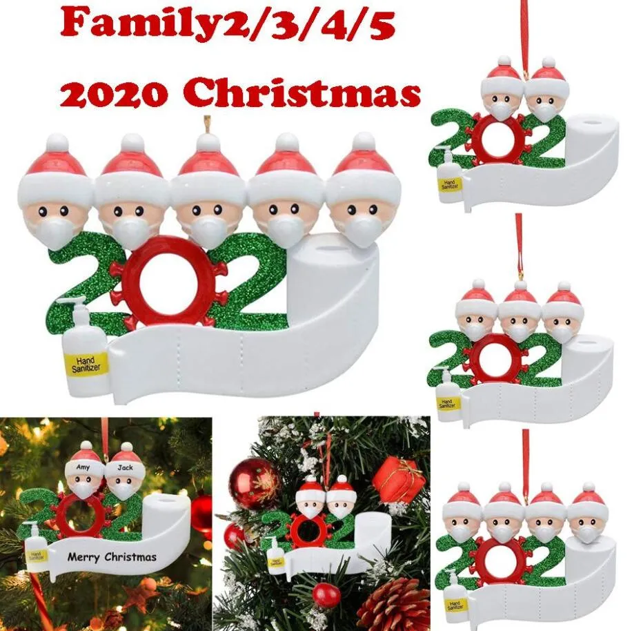 2020 Nyår bilddekoration för julgran harts baubles ornament med hand sanitizers karantän souvenirer
