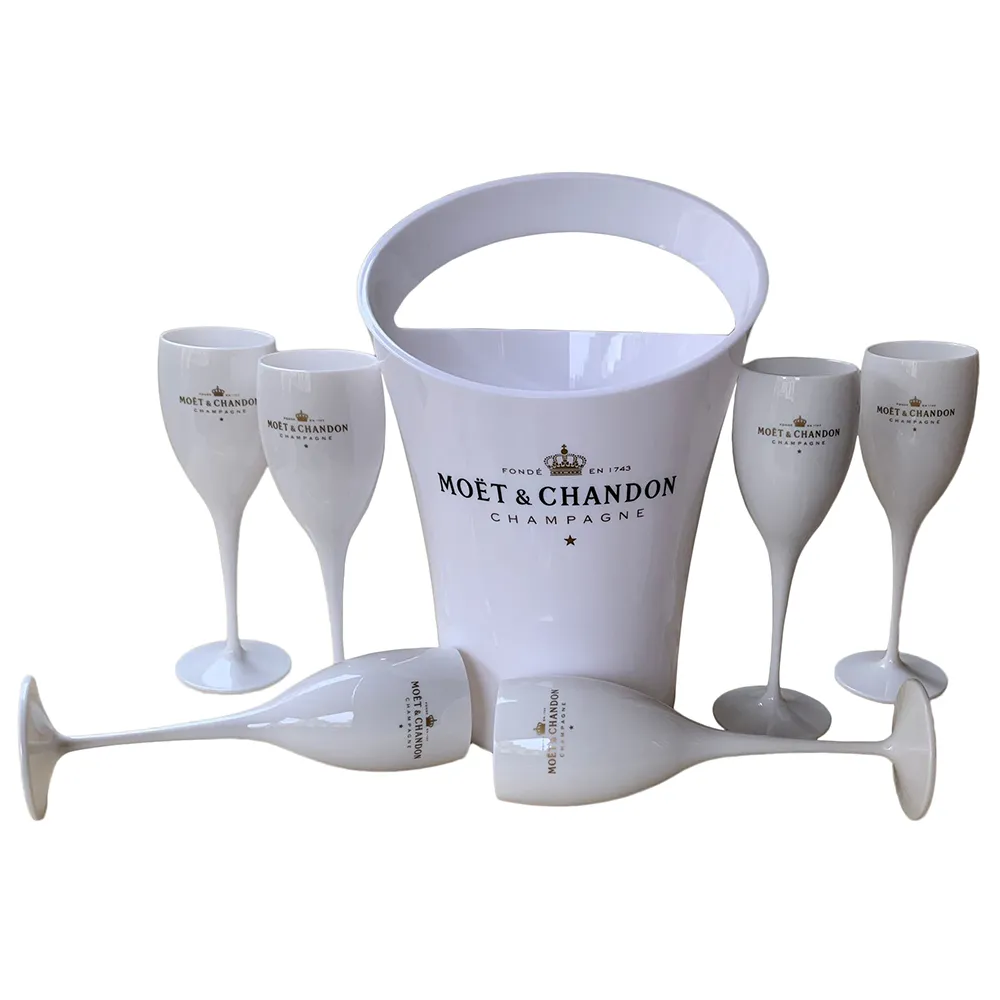 6 Cups 1 Bucket Ice Buckets and Coolers Wine Glass 3000ml Acrylic Goblets Champagne Glasses Wedding Bar Party Wine Bottle Cooler