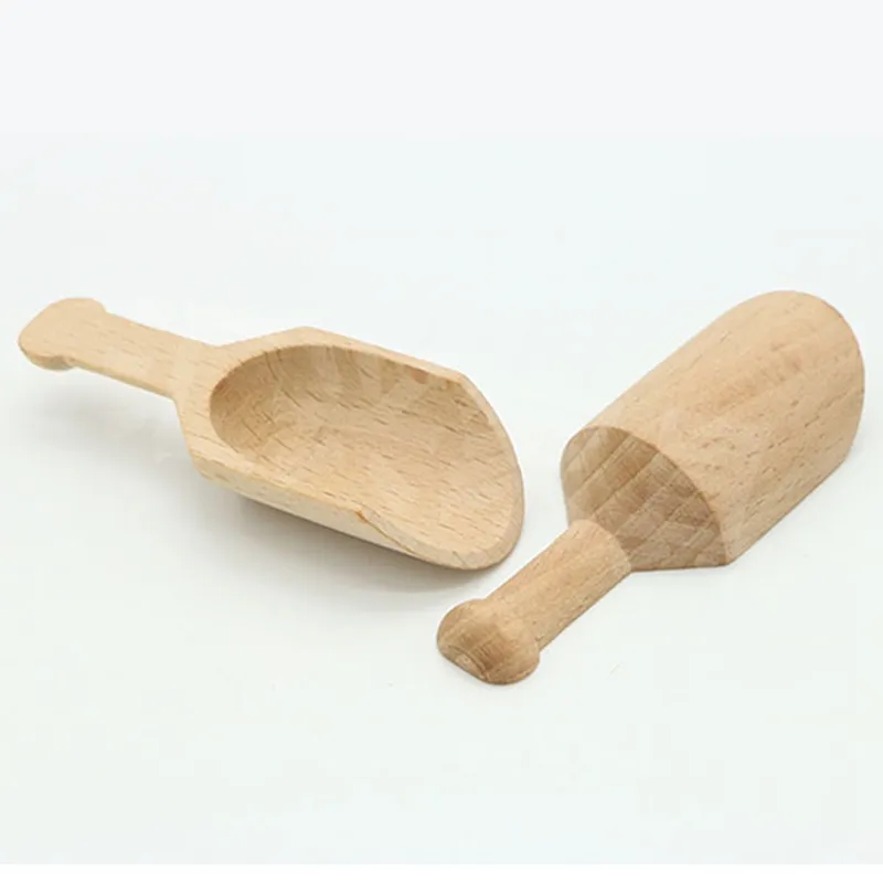 Mini Drewniany Scoop Teaspoon Mała Sól Łopata Sole Kąpielowe Łyżka Mleko Proszek Scoops Wood Condiment Coffee herbata Sugar łyżki BH4094 TYJ