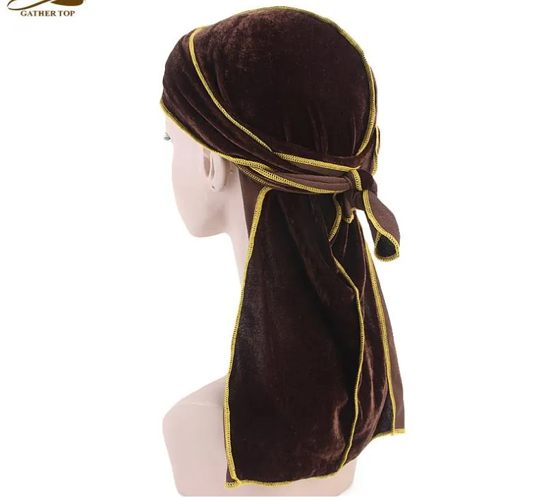 New Unisex Velvet Durag Waves Extra Long Tail and Wide Straps for Du-RAG  Make middle stitch on outside Hair Accessories