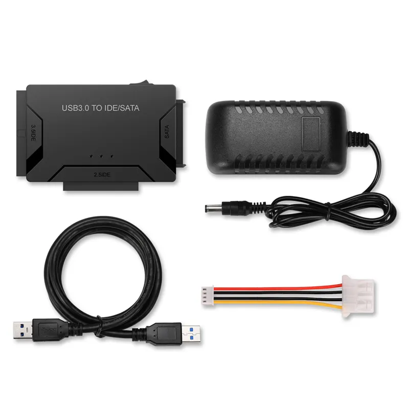 Connecteurs d'ordinateur USB 3.0 vers SATA IDE ATA, adaptateur 3 en 1 pour PC portable 2.5 "3.5", pilote de disque dur HDD avec alimentation