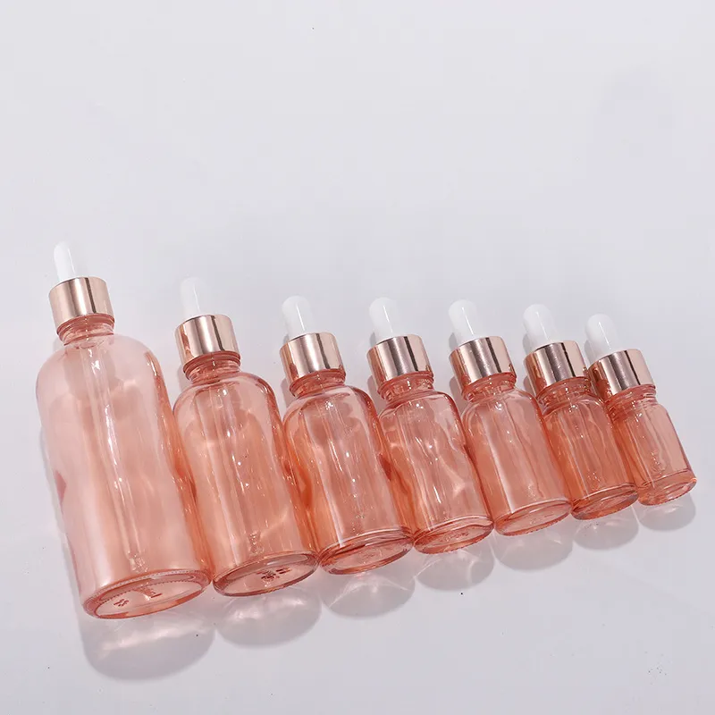 Custom Tom Essential Oil Bottle 5ml 10ml 15ml 30ml 50ml 100ml Rose Gold Glass Dropper Flaskor Partihandel från Factory