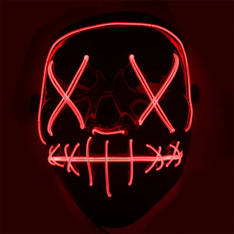 Masque effrayant d'Halloween, masque de déguisement à LED, fil EL, éclairage pour fête du Festival d'Halloween, pour hommes, femmes et enfants, JK2009PH