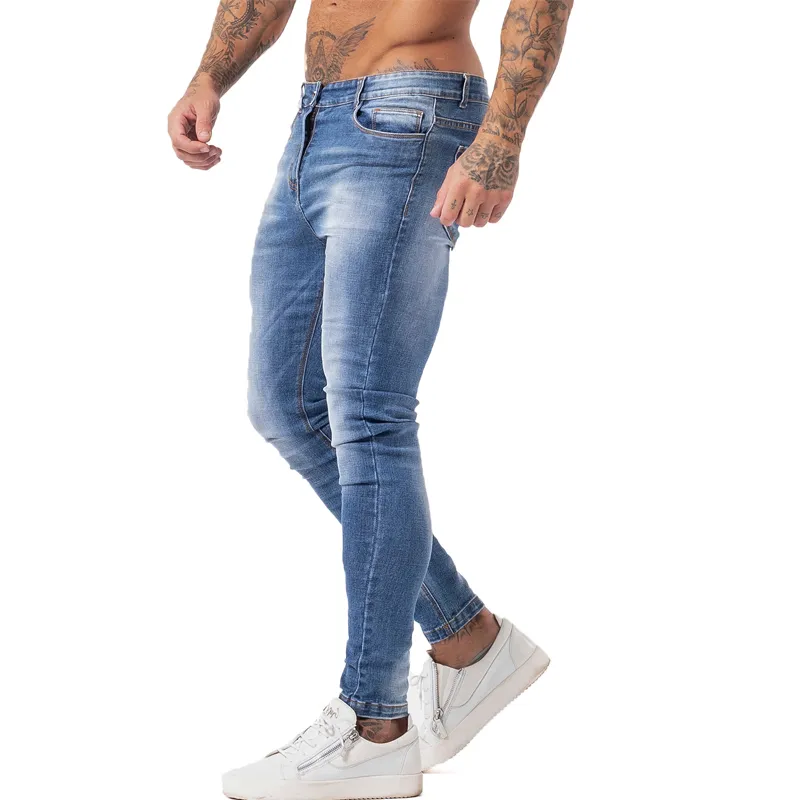 Erkek Skinny Jeans Slim Fit Yırtık Kot Kot Büyük ve Uzun Boylu Streç Mavi Jeans Erkekler için Sıkıntılı Elastik Bel Mens JeansZM131