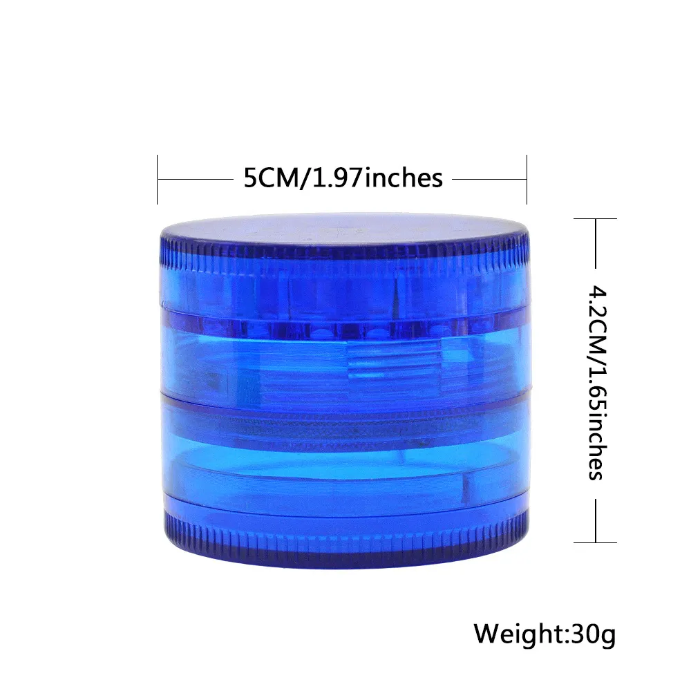 50mmプラスチックハーブ粉砕機タバコグラインダースパイスクラッシャーハンドクラッシャーハンドクラッシャーカラードライハーブタバコクラッシャー