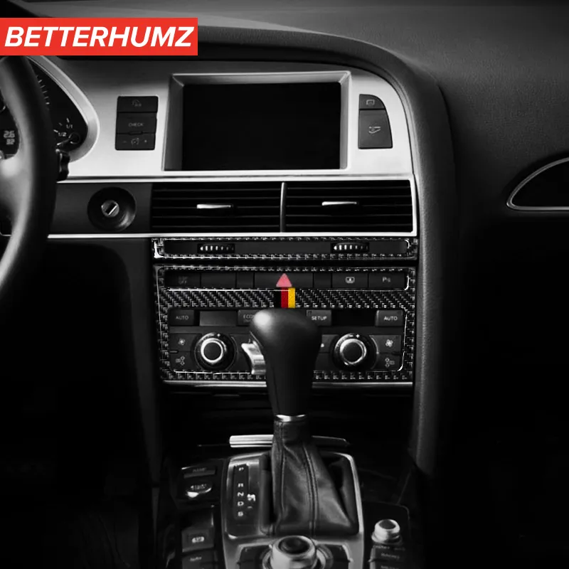 Für Audi A6 C5 C6 Auto Innen Zubehör Carbon Faser Aufkleber Klimaanlage CD  Bedienfeld Auto Aufkleber und Abziehbilder