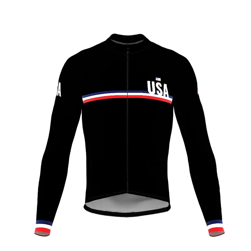 États-Unis Pro team Hommes À Manches Longues Maillot De Cyclisme Automne Hiver Vêtements Vélo En Plein Air Montagne À Séchage Rapide Vélo Vêtements