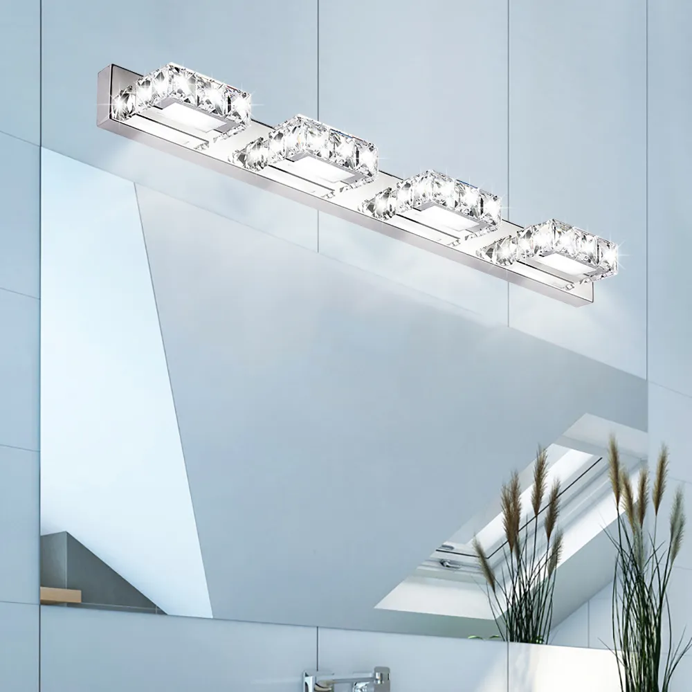 현대 방수 거울 벽 빛 주도 욕실 노드 아트 장식 조명 광장 럭셔리 크리스탈 sconce 크리스탈 램프