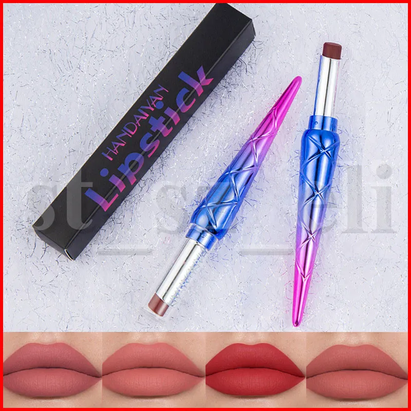 Handaiyan Lip Makeup Mermaid Matte Lipstick Non-stick Cup Nude Color Lip Makeup 12 Colors Lipstick Pen Long Lasting Lips Stick