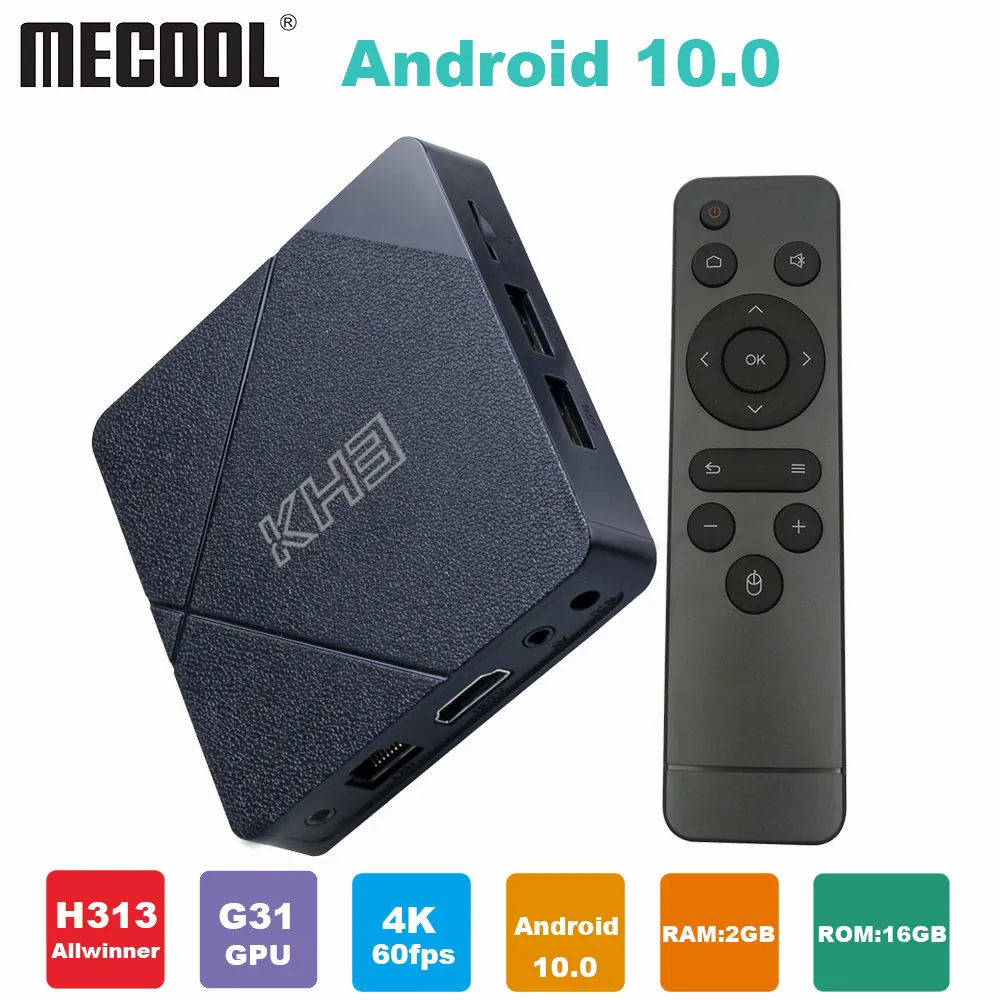 Mecool KH3 Android TVボックス2GB 16GB Allwinner H313クワッドコア2.4g Wifi 100m LAN HDR 3DスマートTVボックスメディアプレーヤー