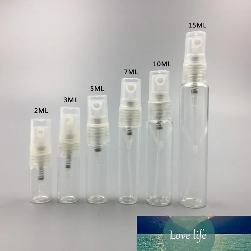 2ml 3ml 5ml 7ml 10ml 15mlミニクリアガラス詰め替え香水ポンプスプレーボトルアトマイザーの空の化粧品サンプルギフト容器