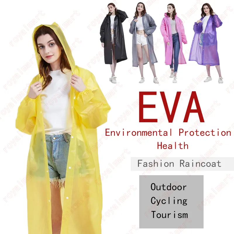 Eva Non-Endosable Raincoat Vuxen Fashion Clear Rainwear Poncho Utomhus Turism Tjockerad Designs Slicker Rausable Raincoats DHL Gratis frakt