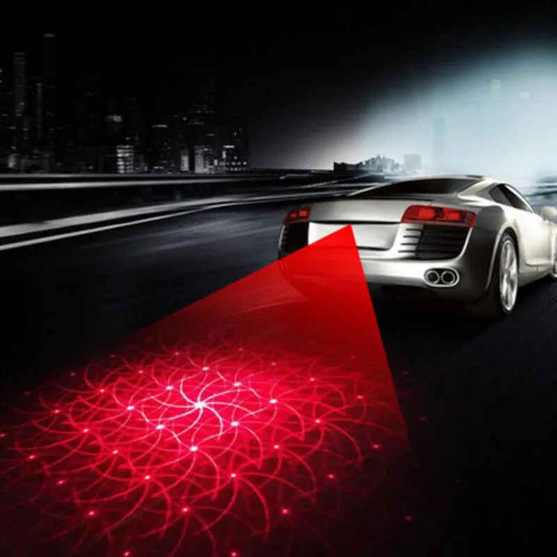 New Anti Collision Rear-end LED Car Motorcycle Laser Tail Fog Light Tail Lamp Auto Moto Braking Parking Signal Warning Lamps
