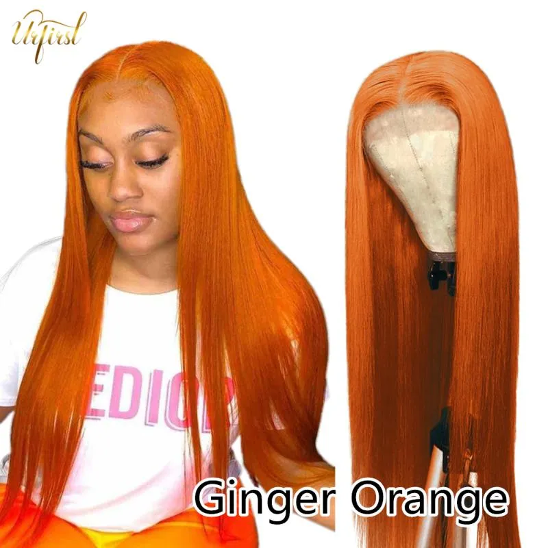 Lace Parykar 30 32 34 Ginger Orange Straight Wig Middle Part 99J