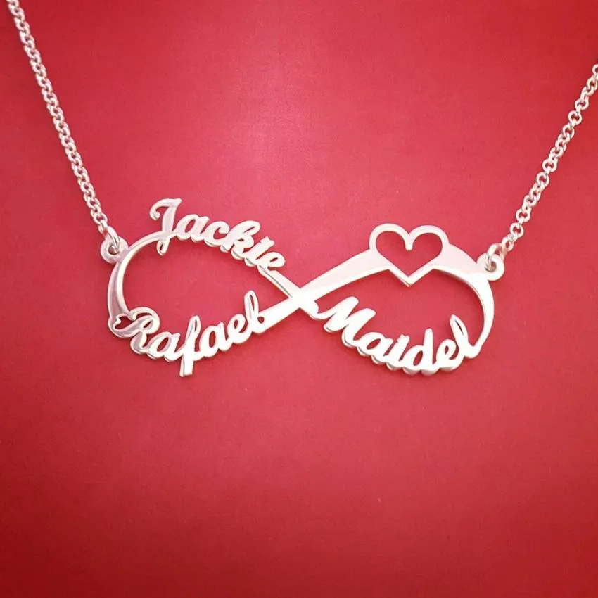 Zilveren Gepersonaliseerde Custom Naam Infinity Ketting Mannen Vrouwen Kids Kind Vriendschap Kerstfamilie Sieraden Beste Vriend Gift