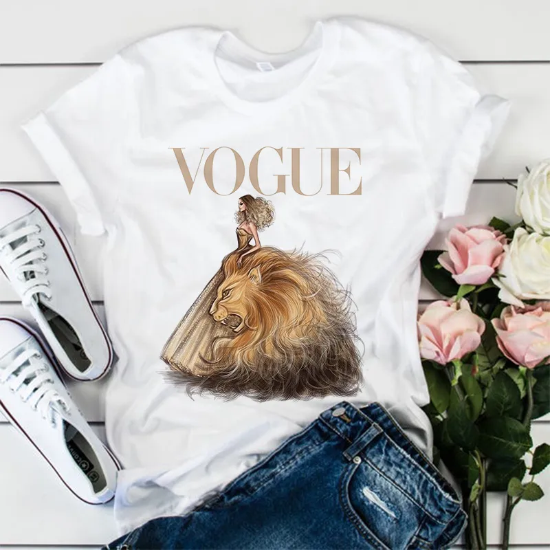 Fashion Girl Print Mujer De Grunge Camiseta Vogue Camiseta De La