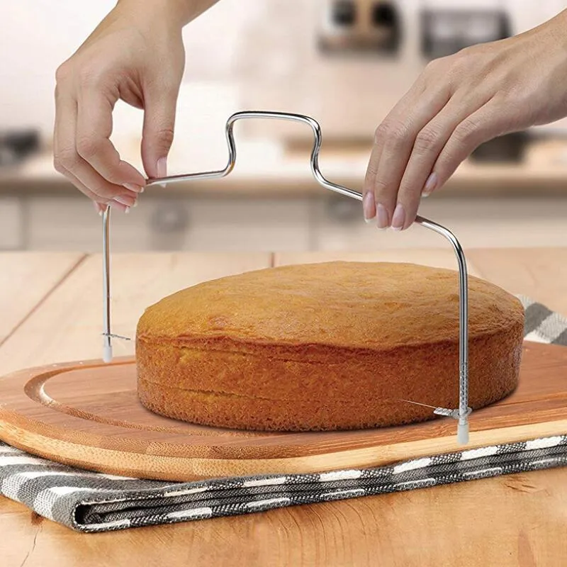 도매 주방 DIY 베이킹 액세서리 더블 라인 케이크 슬라이서 홈 DIY 케이크 스트레이트 너 절단 라인 조정 가능한 케이크 슬라이서 WXY017