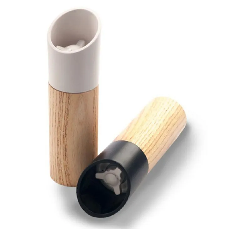 50pcs Wooden Salt and Pepper Grinder Oak Wood Pepper Mills Hand Movement Grinding Kitchen Cooking Tools SN3323