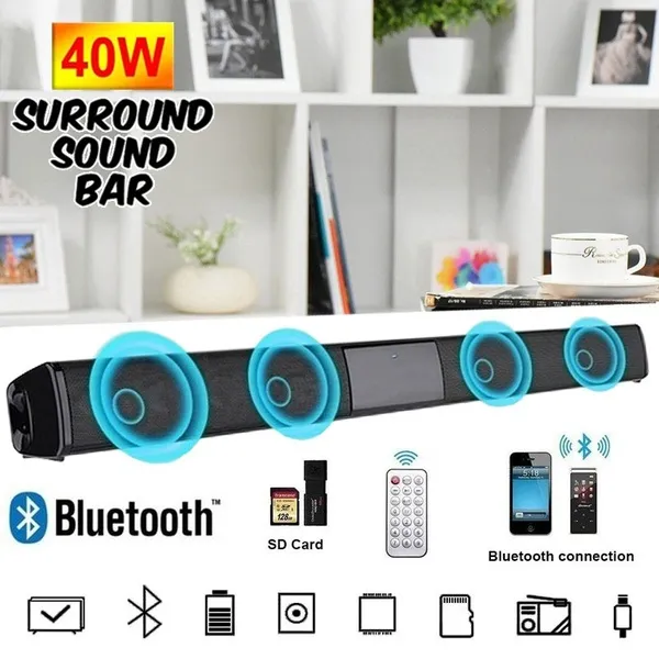 Hot Trådlös Bluetooth SoundBar Hi-Fi Stereo Högtalare Hemteater TV Stark bas Sound Bar Subwoofer med / utan fjärrkontroll