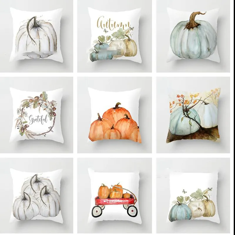 45*45cm Pumpkin Halloween Pillows Cover Decor Pillow Case Sofa Throw Cushion Cover Home Decorative 10 styles KKA8081