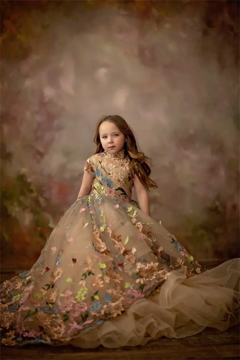Vestido Cl sico De Tul Con Flores Para Ni a Apliques De Encaje De