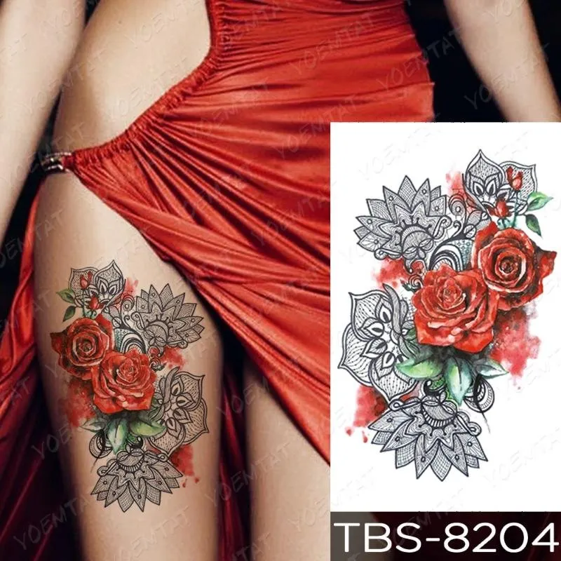 Impermeável Tatuagem Temporária Etiqueta Borboleta Lotus Lace Henna Flor  Flash Tatto Mulheres Homens Pintados À Mão Body Art Falso Tatuagens