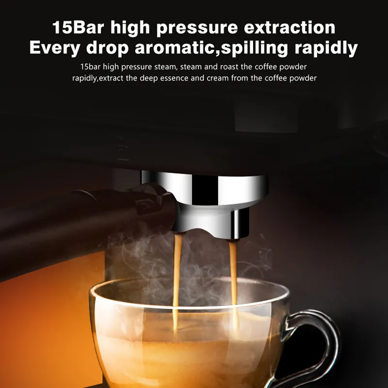 Hibrew Espresso Coffee Maszyna Inox Semi Automatyczny Expresso Maker, Cafe Proszek Espresso Maker, Cappuccino do domu