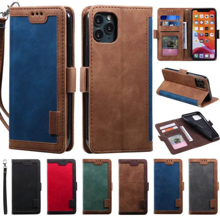 Luxury Retro Leather Magnetic Fall för iPhone 14 13 12 11 Pro XS Max XR X 7 8 Plus Flip Wallet Card Holder Holder Telefon Cover Coque Samsung S20