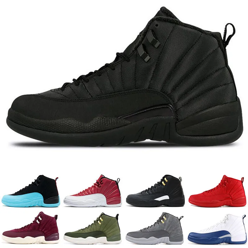 حذاء كرة السلة للرجال 12s Winterized WNTR Gym Red Michigan Bordeaux 12 أبيض أسود The Master Flu Game تاكسي رياضي حذاء رياضي مقاس 7-1