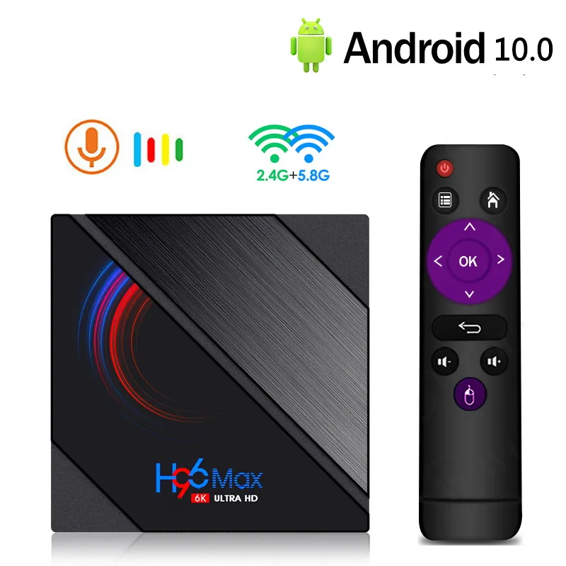 H96 Max H616 Android 10.0 Smart TV Box Allwinner Quad Core 4G 32G/64G 2,4G 5,0G Dual WIFI BT4.0 6K Set TopBox