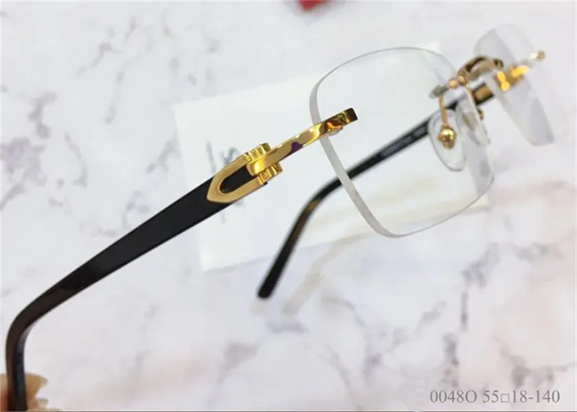 Lunettes de mode en gros lunettes optiques carrées sans cadre mode élégante lentille transparente de style d'affaires simple classique 0048