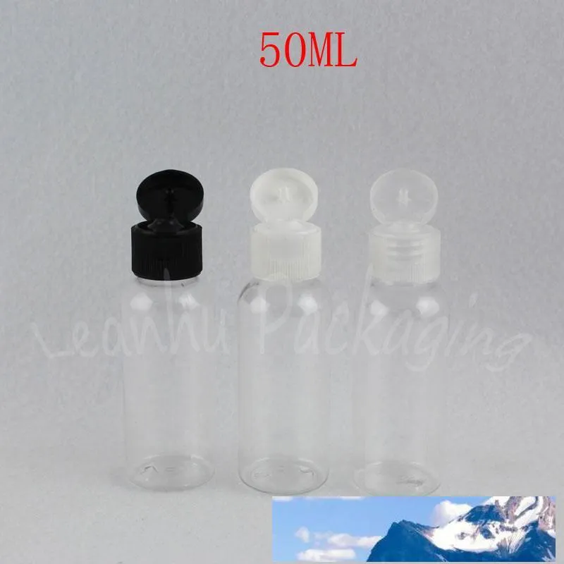 bottiglia di plastica della spalla rotonda trasparente 50ML, contenitore cosmetico vuoto 50CC, bottiglia d'imballaggio dello sciampo/lozione