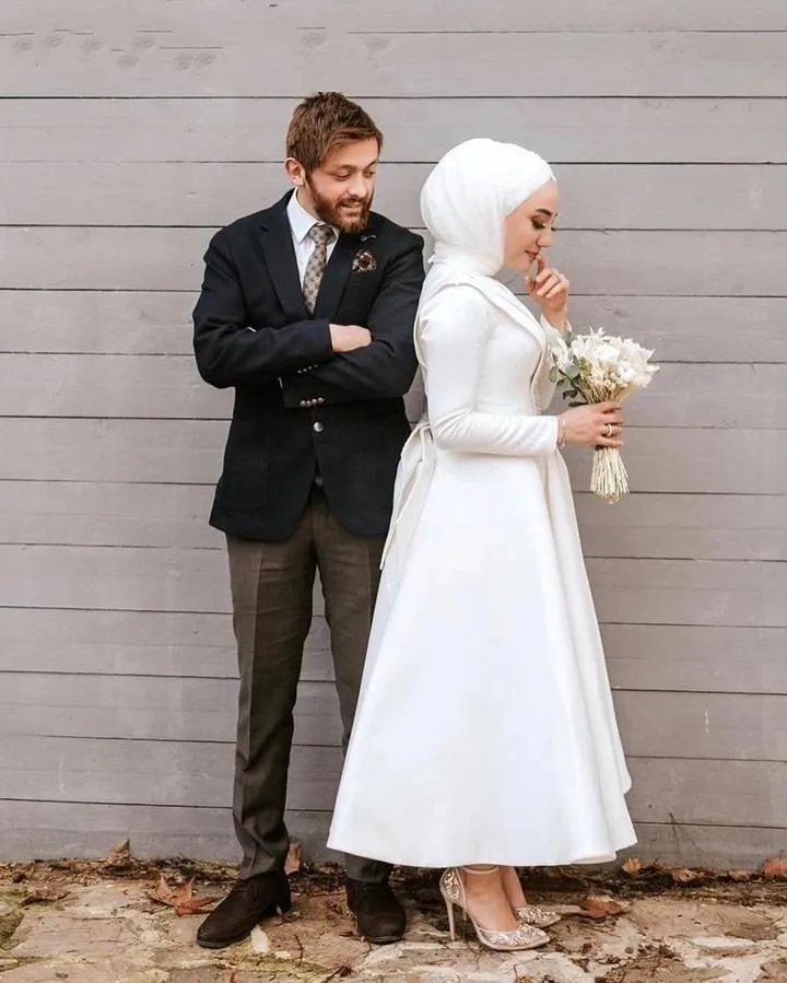 Elegant Muslim Wedding Dress With Hijab 2020 Ankle Length Satin Long Sleeve Muslim Wedding Gown For Plus Size Brides In The Middle East Arabic Style Vestido De Novia From Dresstop 126.04 DHgate.Com