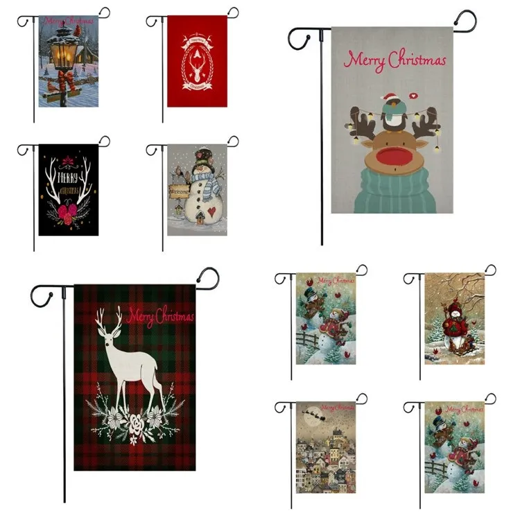 hot Christmas flag winter Snowman flag and elk printed Garden Flag yard Christmas decoration Banner Flags 47*32CM T2I51437