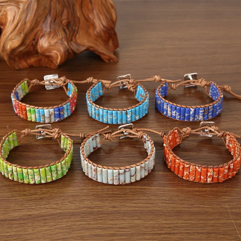 Handmade Multicolor Chakra Nomination Bracelet And Charms With Natural  Stone Tube Beads And Leather Bangle Charms Perfect Wristband Jewelry Gift  280D From Mwxyy, $37.41