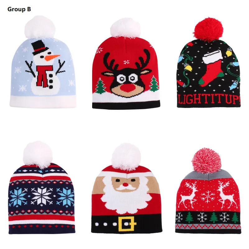 Chapéu do Natal do inverno malha Quente bebê crianças Gorros Caps Christmas Deer boneco de neve Urso Papai Noel da menina do menino Chapéus Caps DHL