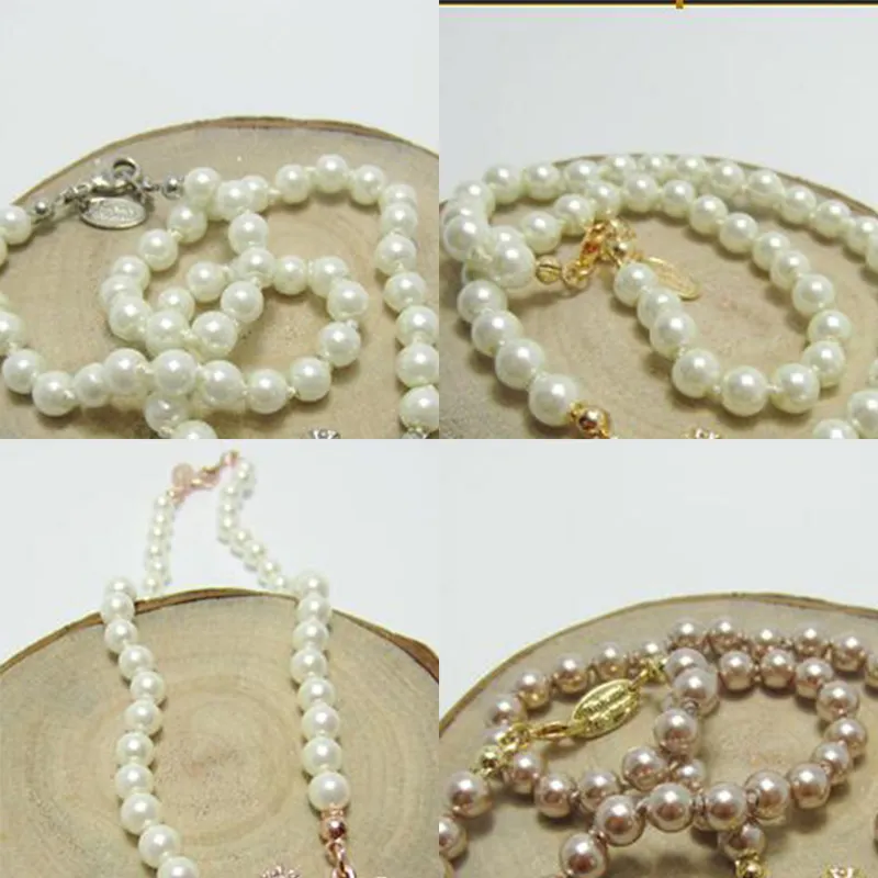 Flower Necklace with Crystals and Satellite Saturn Bead Chain Flower Necklace with Crystals and Satellite Saturn Bead Chain