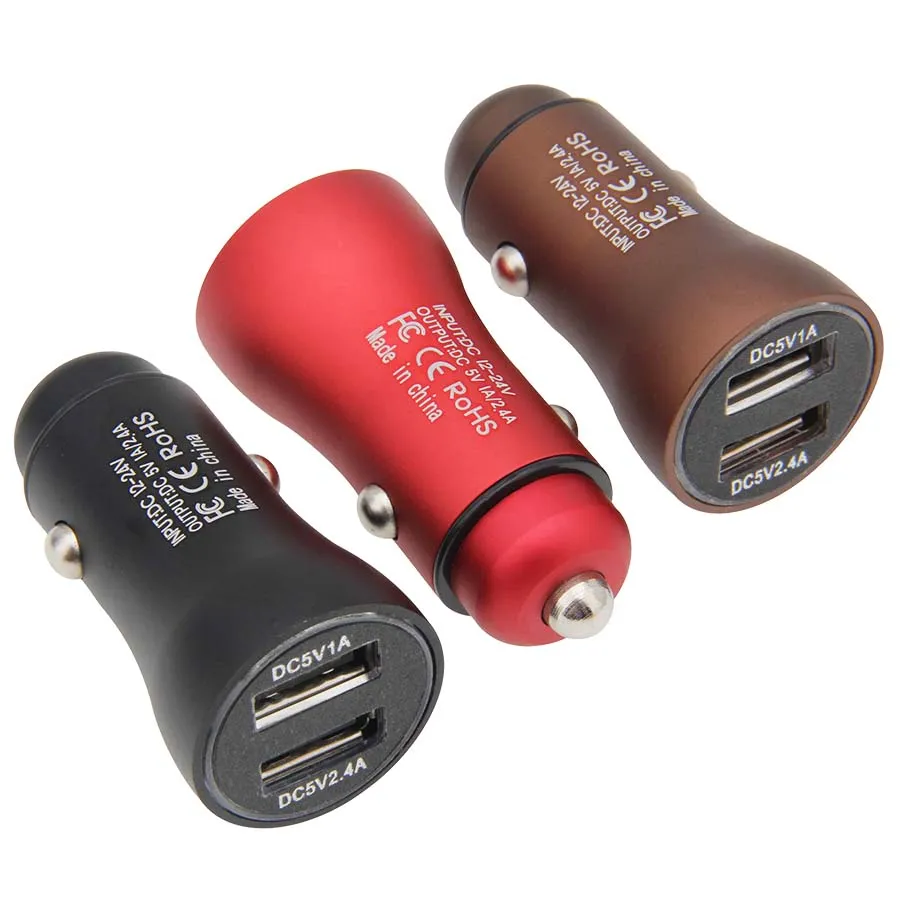 Mini USB Car Charger Dual USB Port 1A 2.4A Output Fast Charge Adapter For Mobile Phone Tablet