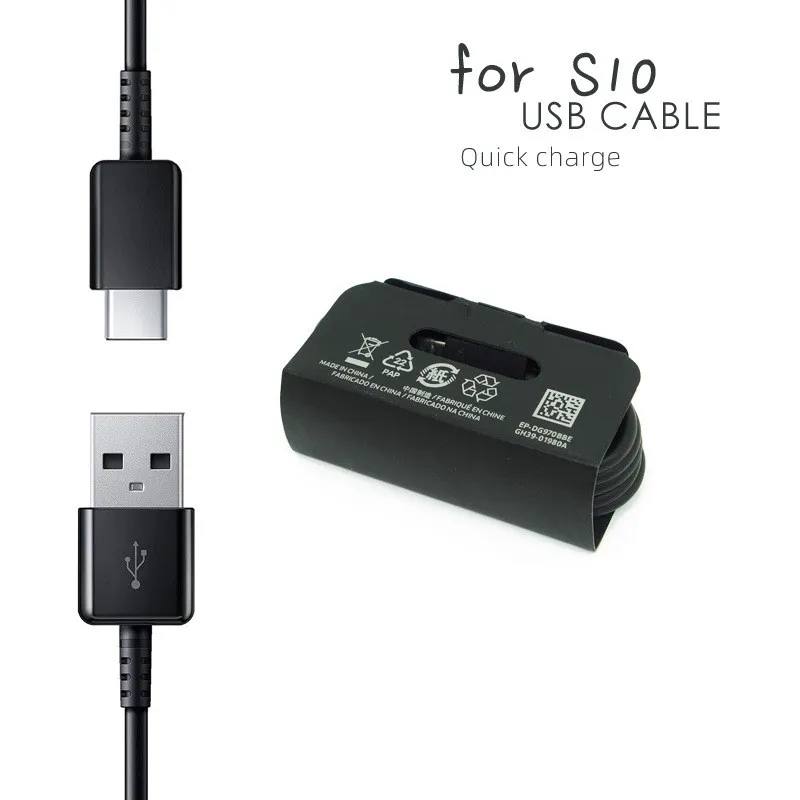 Ny Not 10 S10 USB C Kabel Typ C Kabel 1,2m 2a Snabb Laddkabel för Samsung Galaxy S10 S10E S10 Plus S9 S8 Plus Not 10 Plus